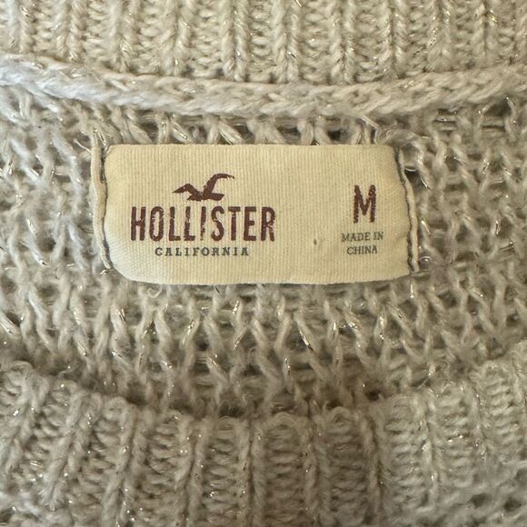 Hollister Sweater gold tan rhinestone gem size Medium - Picture 4 of 5